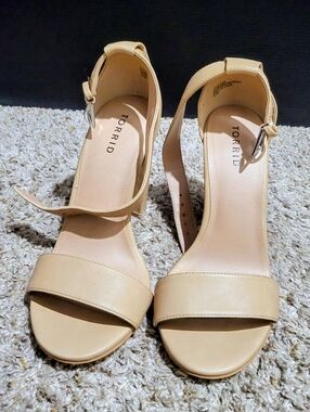 Torrid Nude Open-Toe Ankle Strap Heels